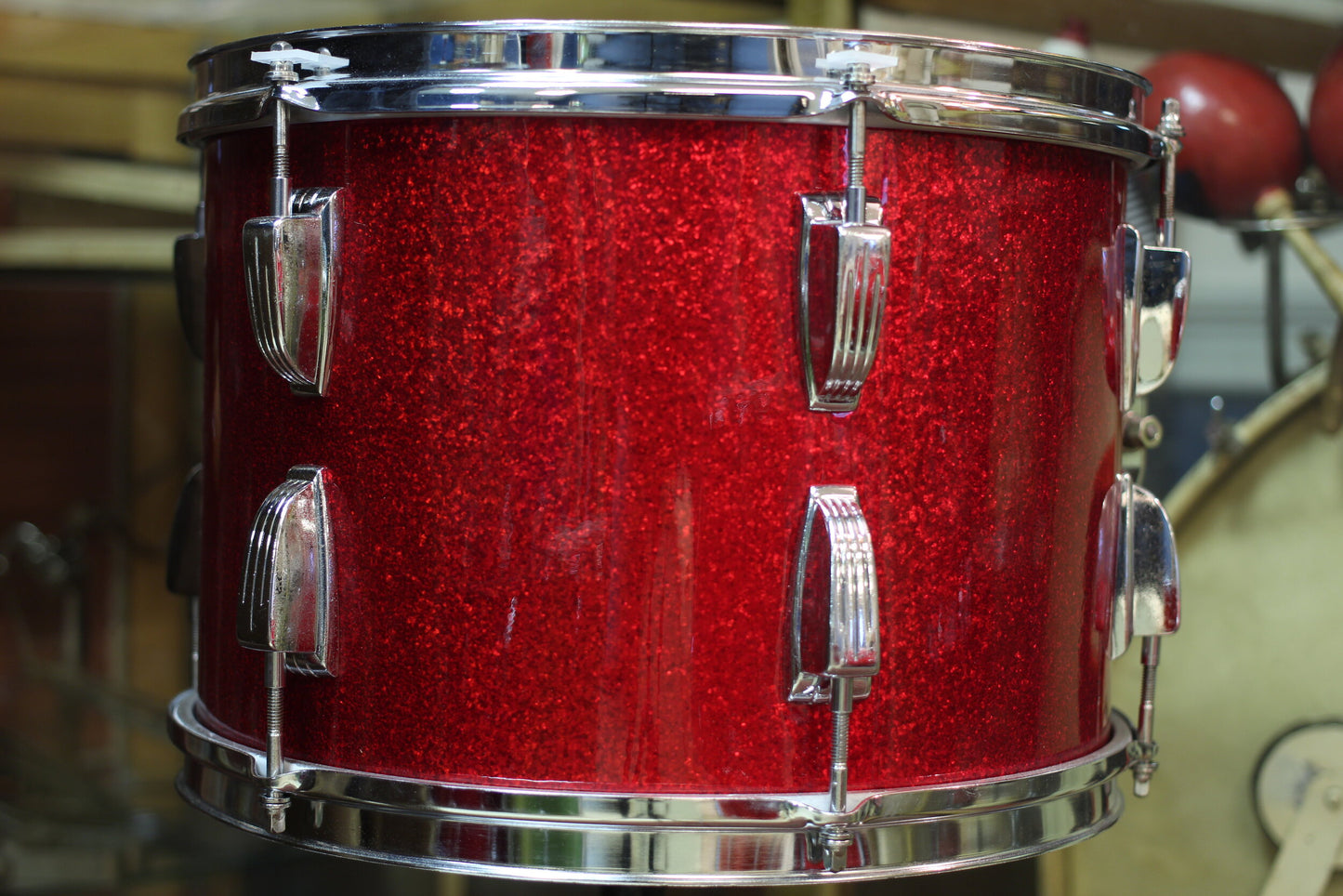 1960's Ludwig 14x26 16x16 9x13 in Red Sparkle