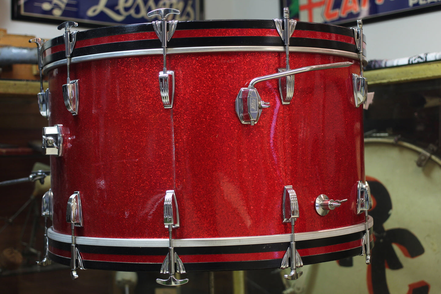 1960's Ludwig 14x26 16x16 9x13 in Red Sparkle