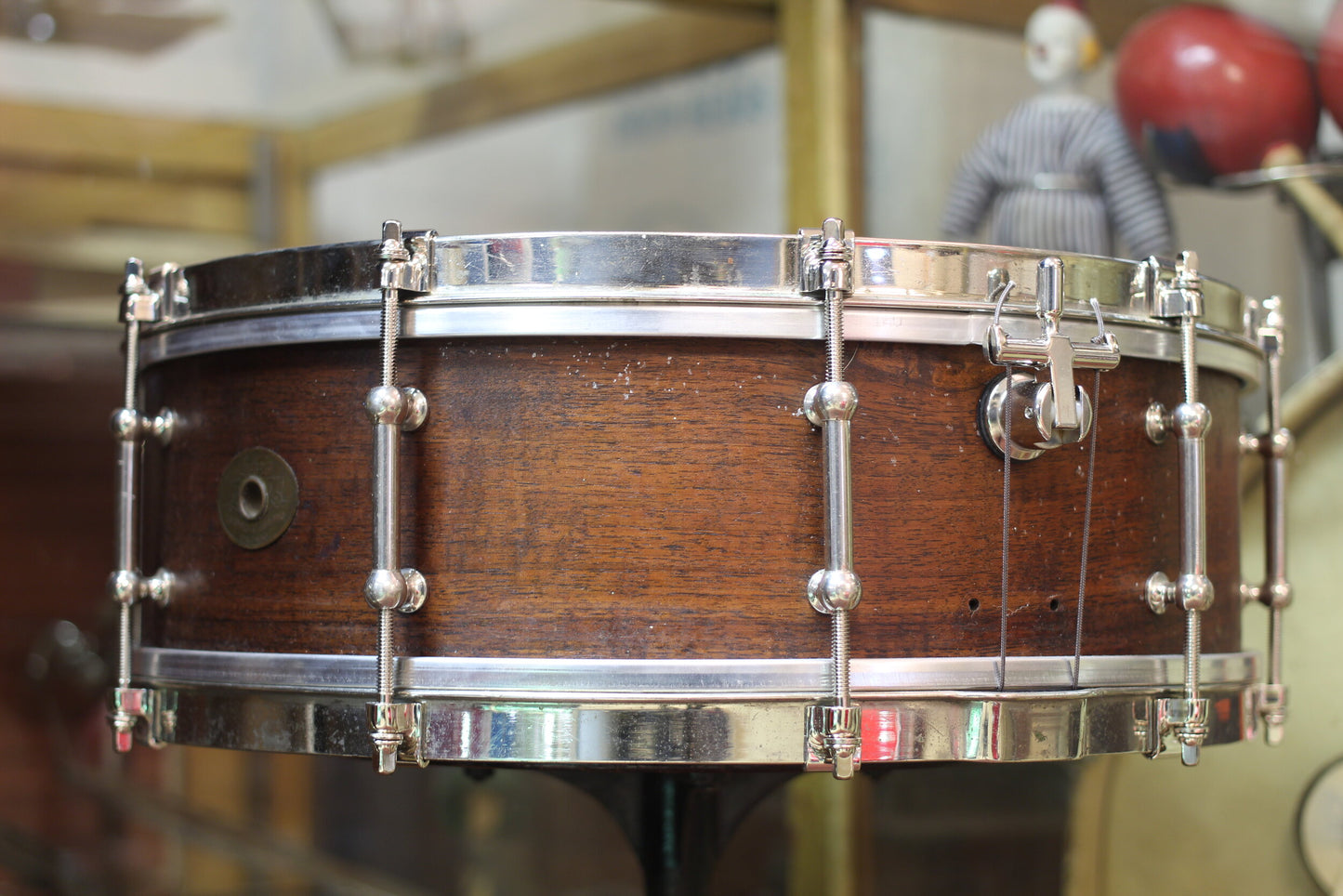 1920's Ludwig 5"x15" Theatre Model Snare Drum in Natural Mahogany