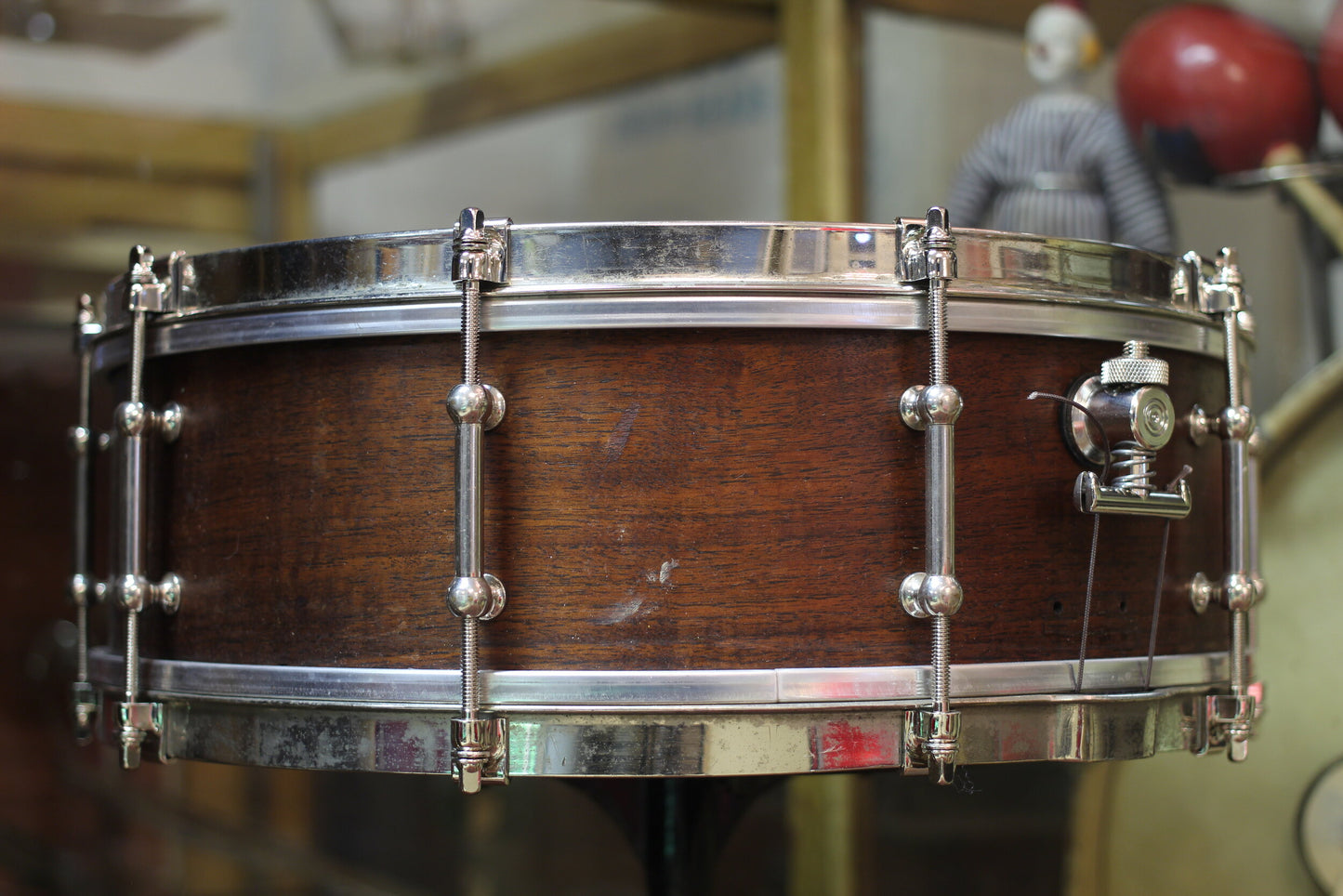 1920's Ludwig 5"x15" Theatre Model Snare Drum in Natural Mahogany