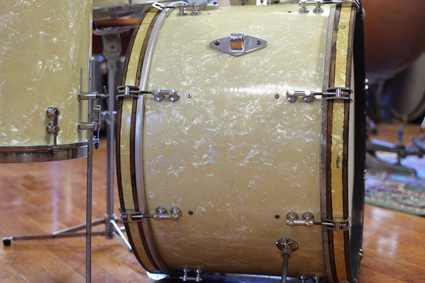 1940/50's Gretsch Gladstone in White Marine Pearl 14x22 16x16 8x12