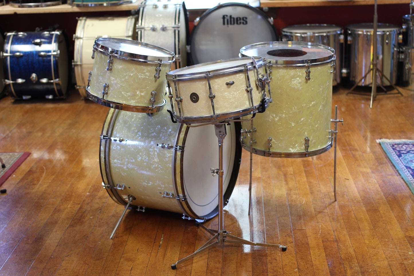 1940/50's Gretsch Gladstone in White Marine Pearl 14x22 16x16 8x12