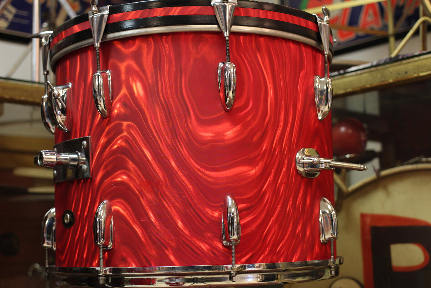 1966 Slingerland 'Modern Combo' in Red Satin Flame 14x18 14x16 9x13 9x10