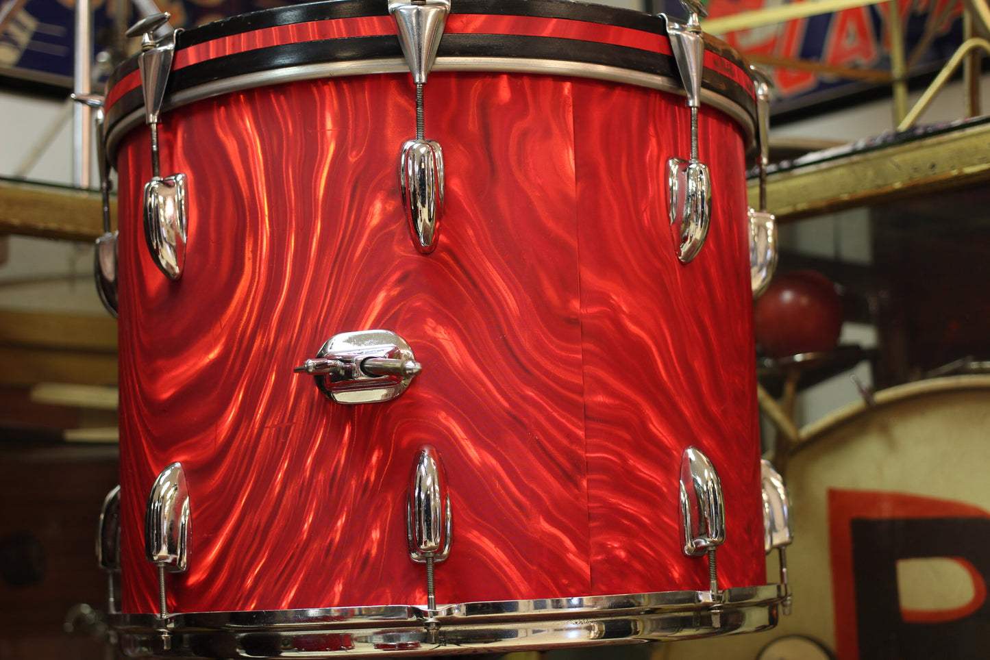 1966 Slingerland 'Modern Combo' in Red Satin Flame 14x18 14x16 9x13 9x10