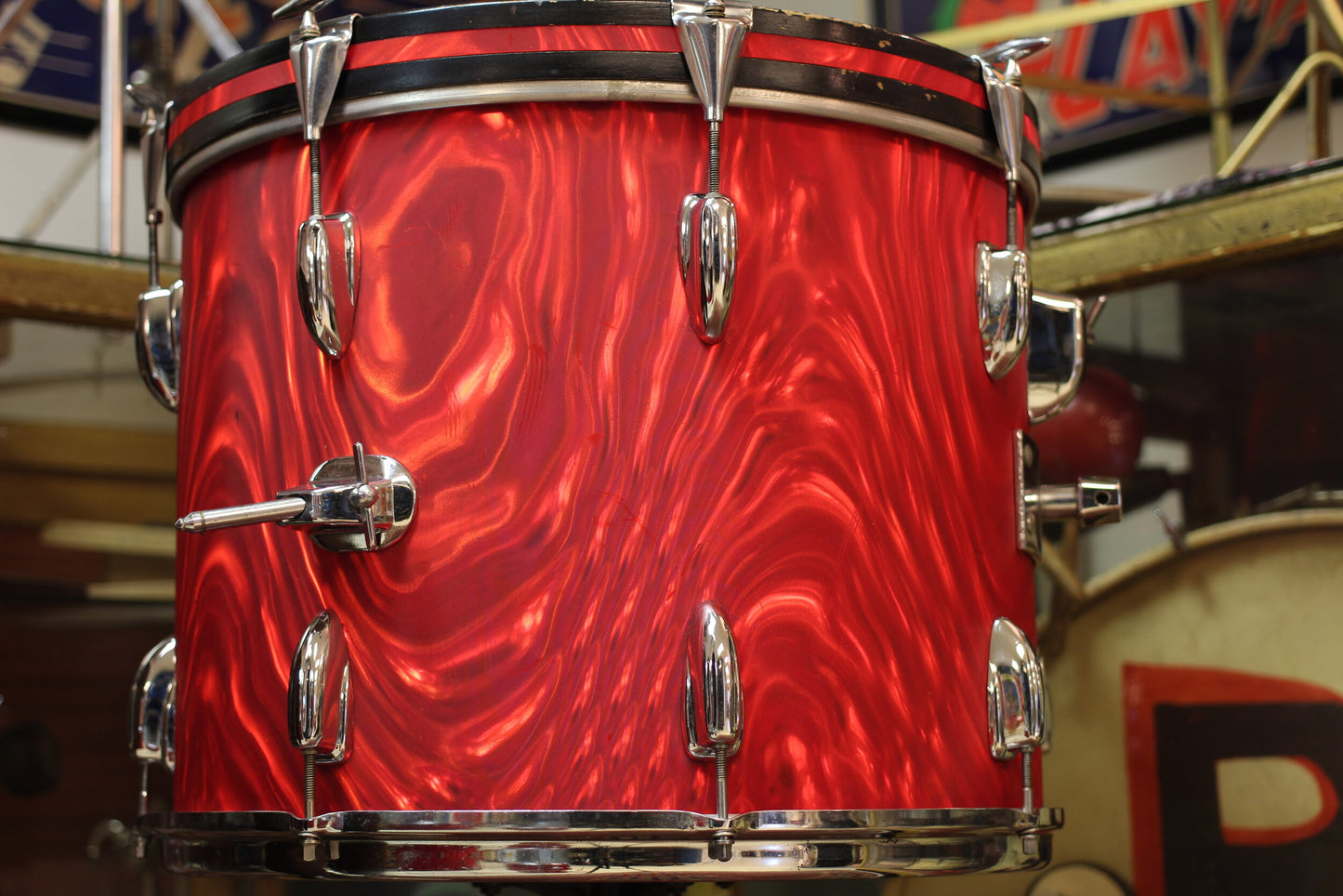 1966 Slingerland 'Modern Combo' in Red Satin Flame 14x18 14x16 9x13 9x10