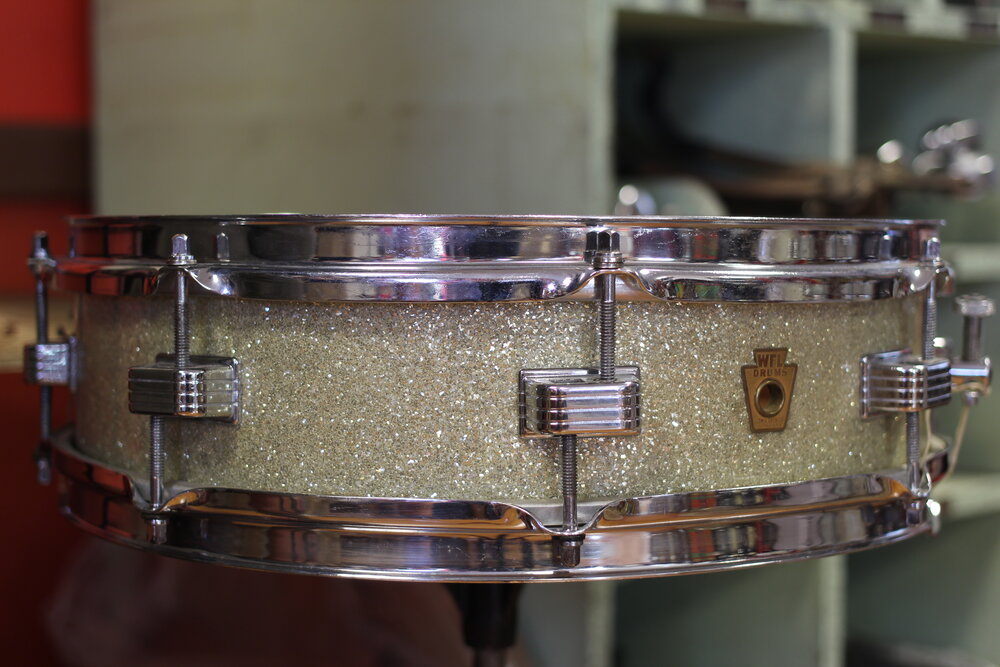 1950's WFL 4"x14" Downbeat Snare Drum in Silver Flash