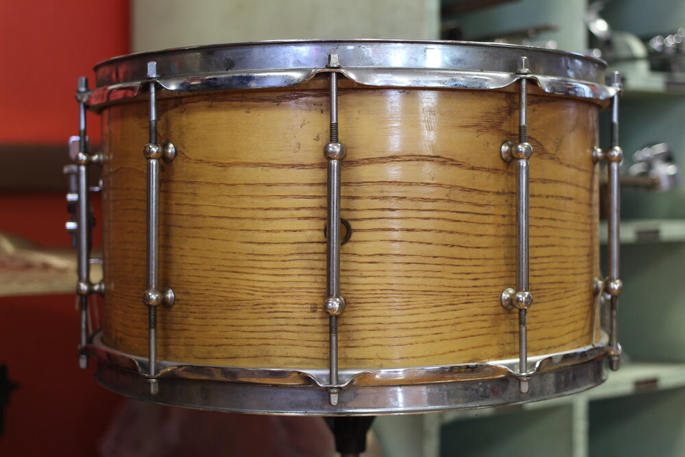 1980's Ayers Percussion NYC 8"x14" Oak Snare Drum