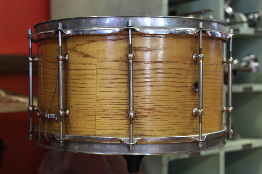 1980's Ayers Percussion NYC 8"x14" Oak Snare Drum