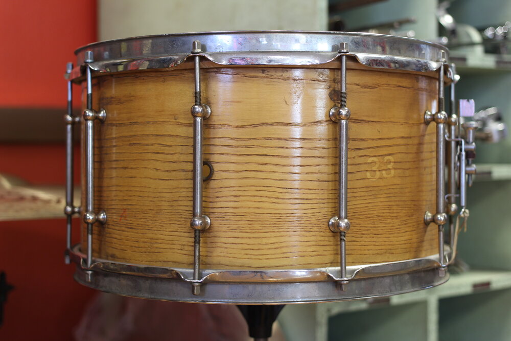 1980's Ayers Percussion NYC 8"x14" Oak Snare Drum