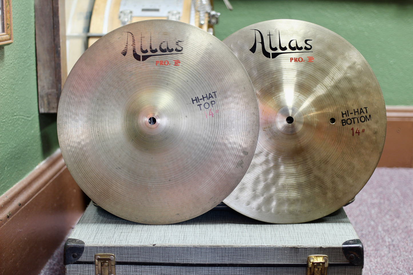 1980s Atlas by UFIP Pro II 14" Hi-Hat Cymbals 1105/1295g