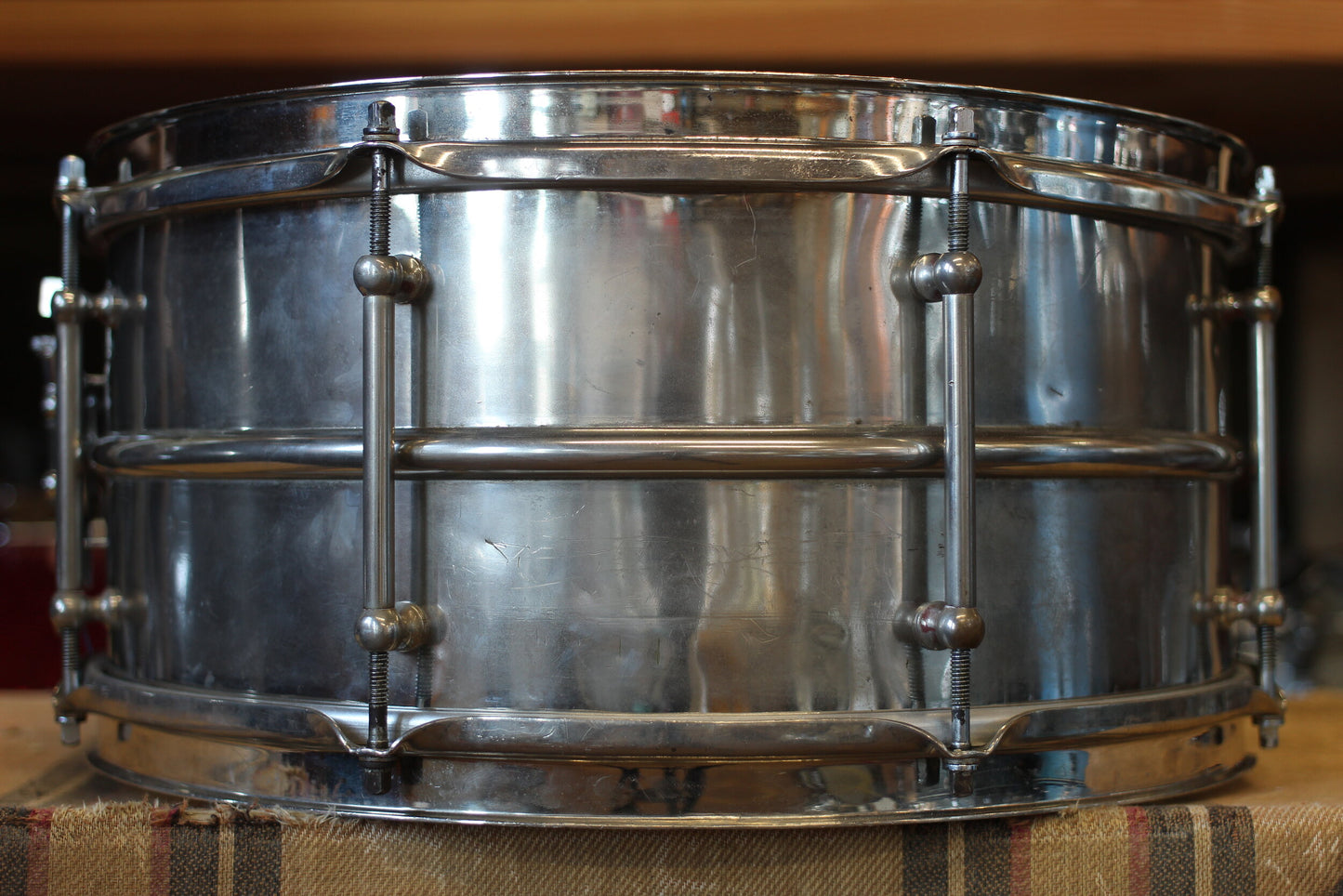 1930's Leedy Reliance 6.5"x14" Nickel over Brass 2-Piece Snare Drum