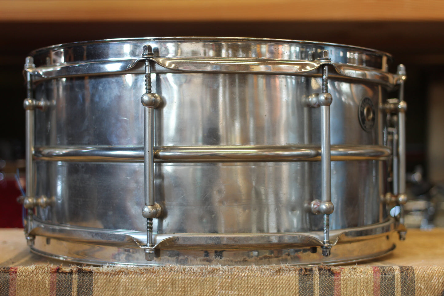 1930's Leedy Reliance 6.5"x14" Nickel over Brass 2-Piece Snare Drum