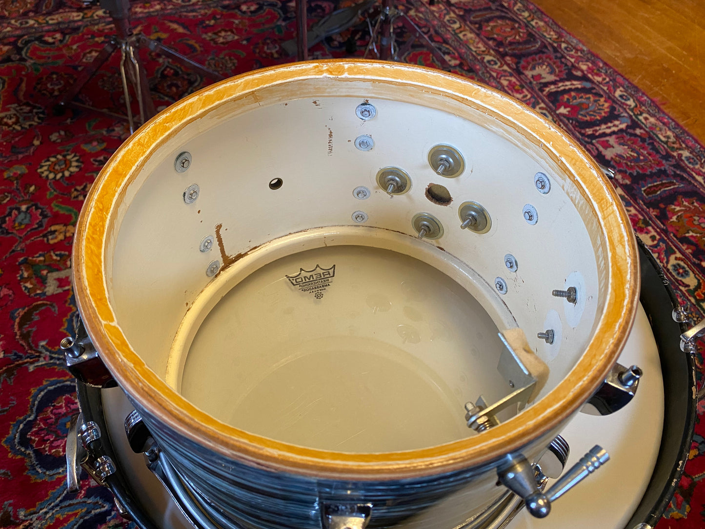 1967 Ludwig Downbeat in Oyster Blue Pearl 14x20 14x14 8x12