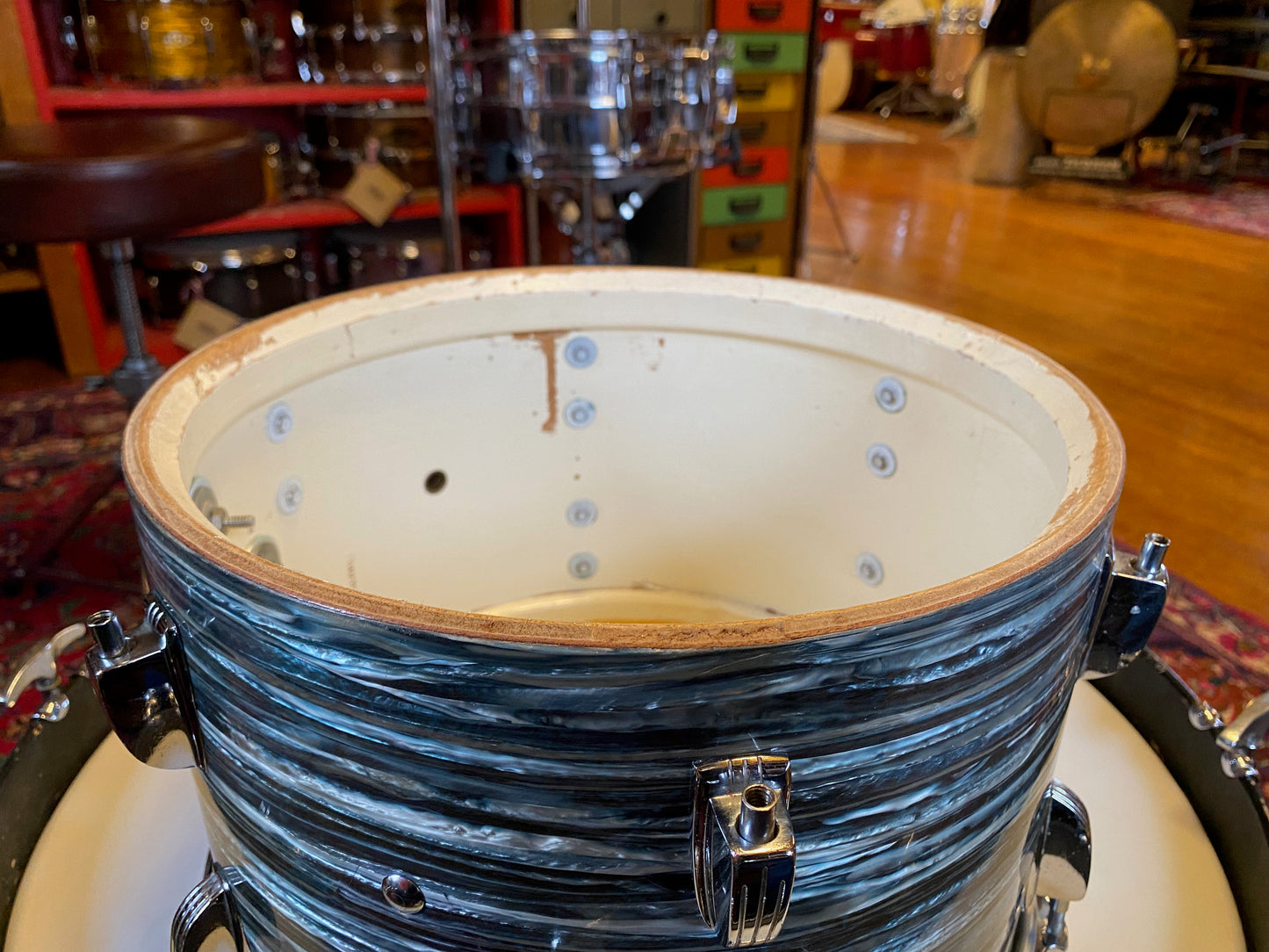 1967 Ludwig Downbeat in Oyster Blue Pearl 14x20 14x14 8x12