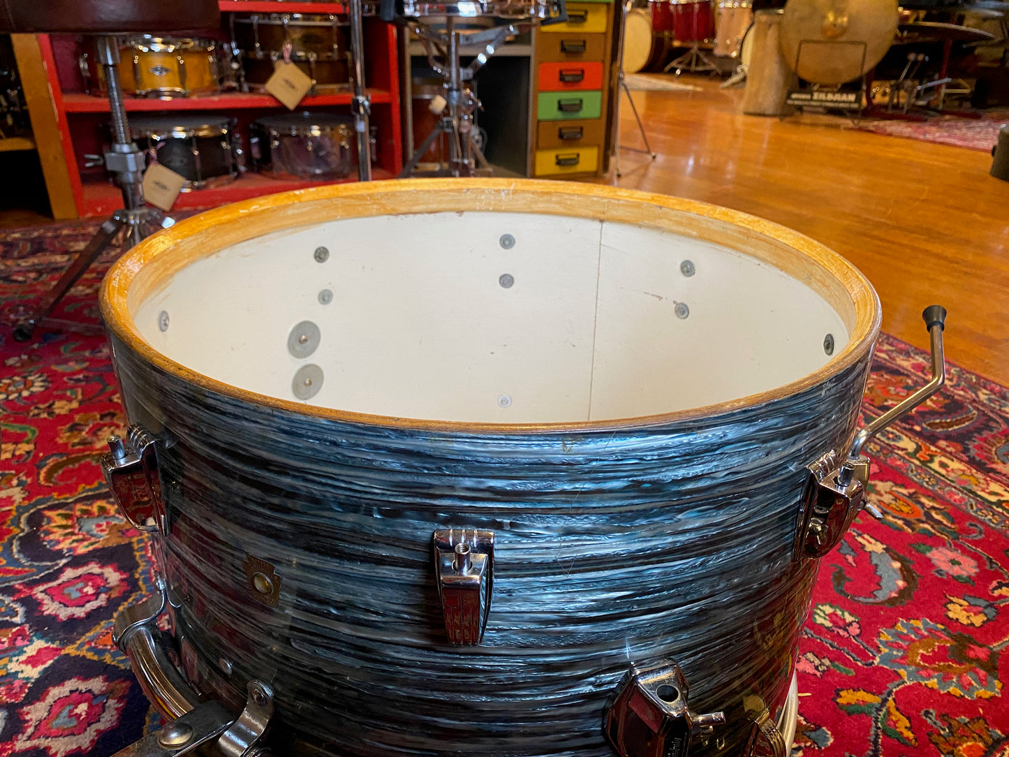 1967 Ludwig Downbeat in Oyster Blue Pearl 14x20 14x14 8x12