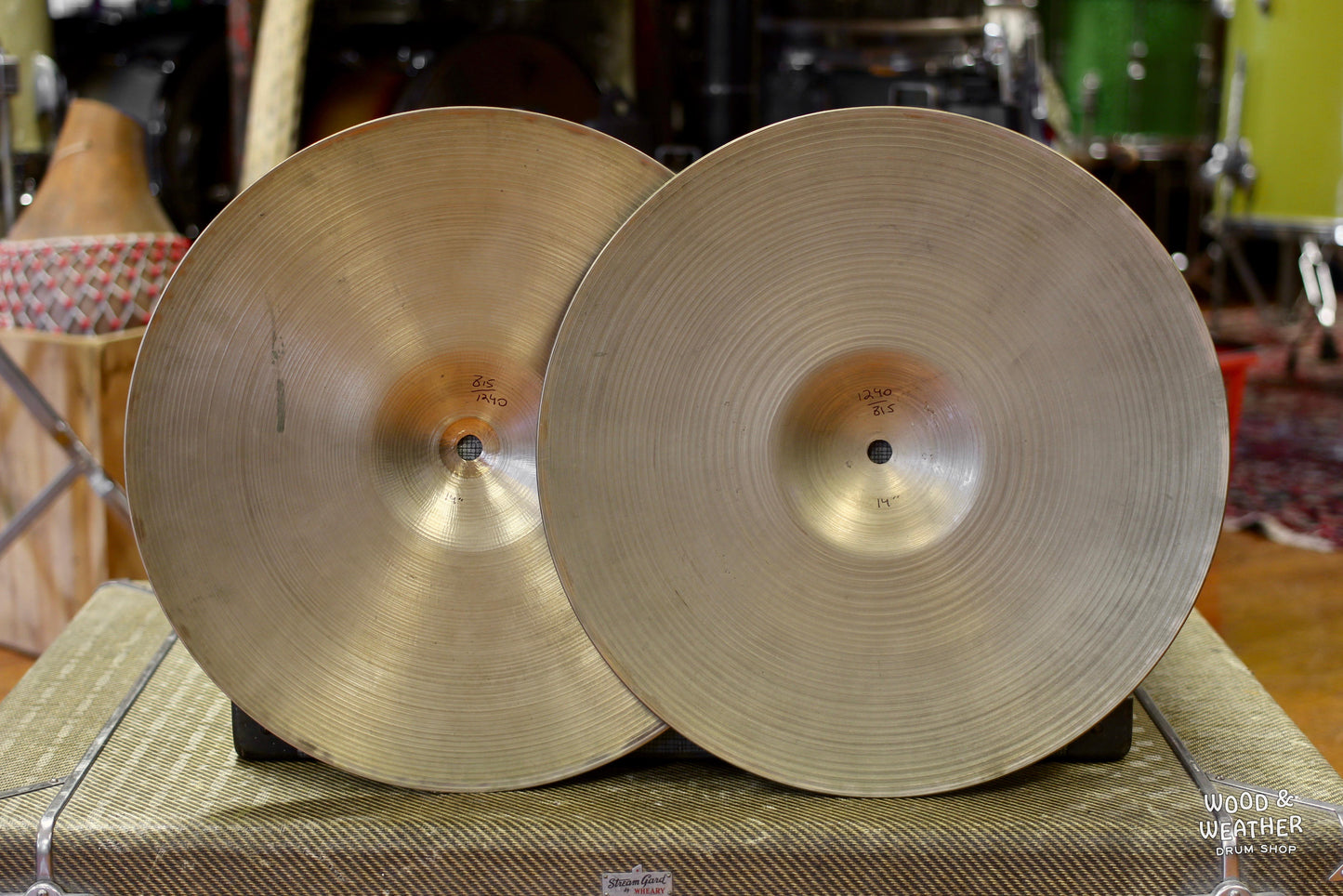 1950s A. Zildjian 14" "Large Stamp" Hi-Hat Cymbals 815/1240g