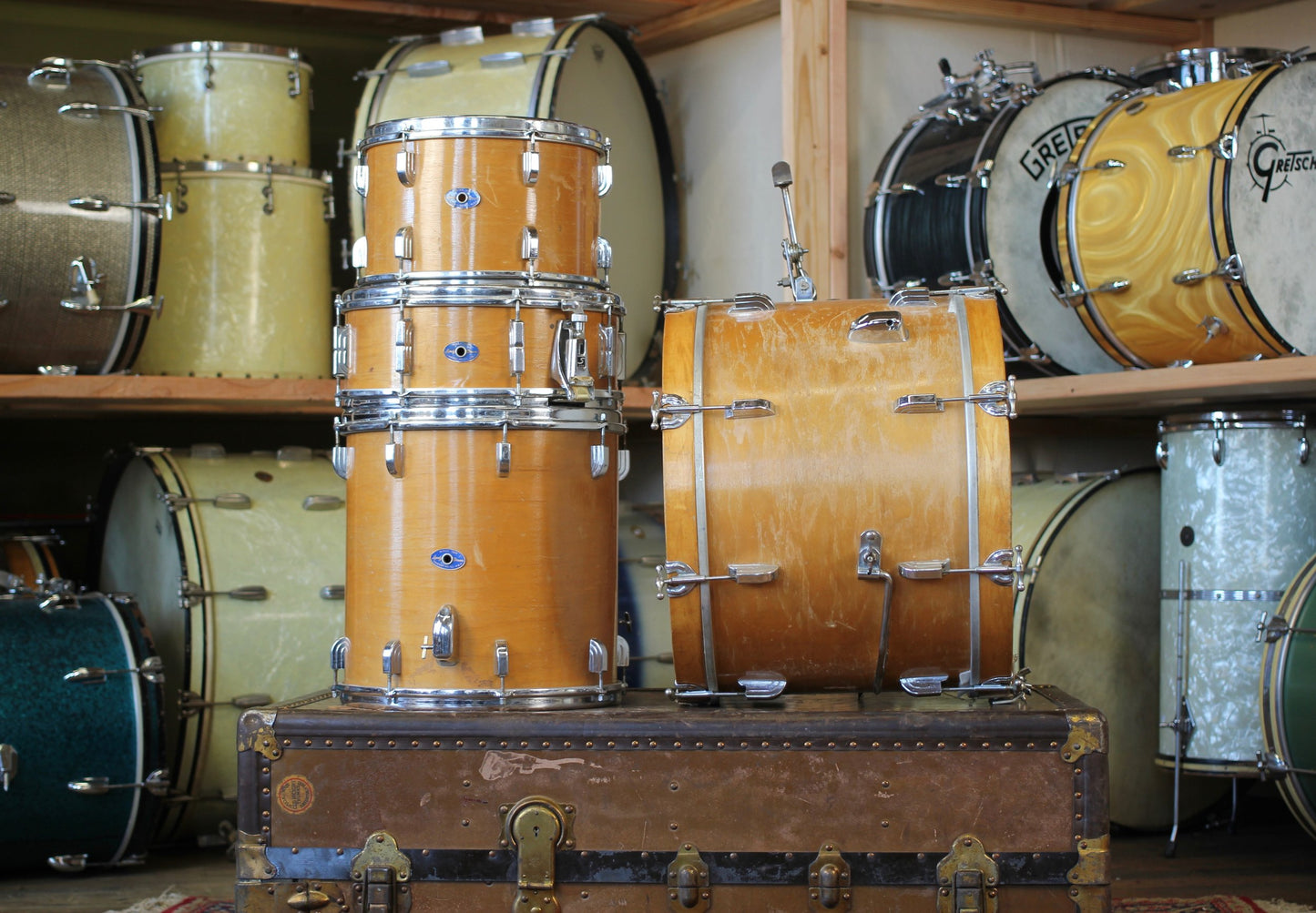 1960's Leedy Frank Capp Outfit in Natural Maple 14"x20" 14"x14" 8"x12" 5.5"x14"