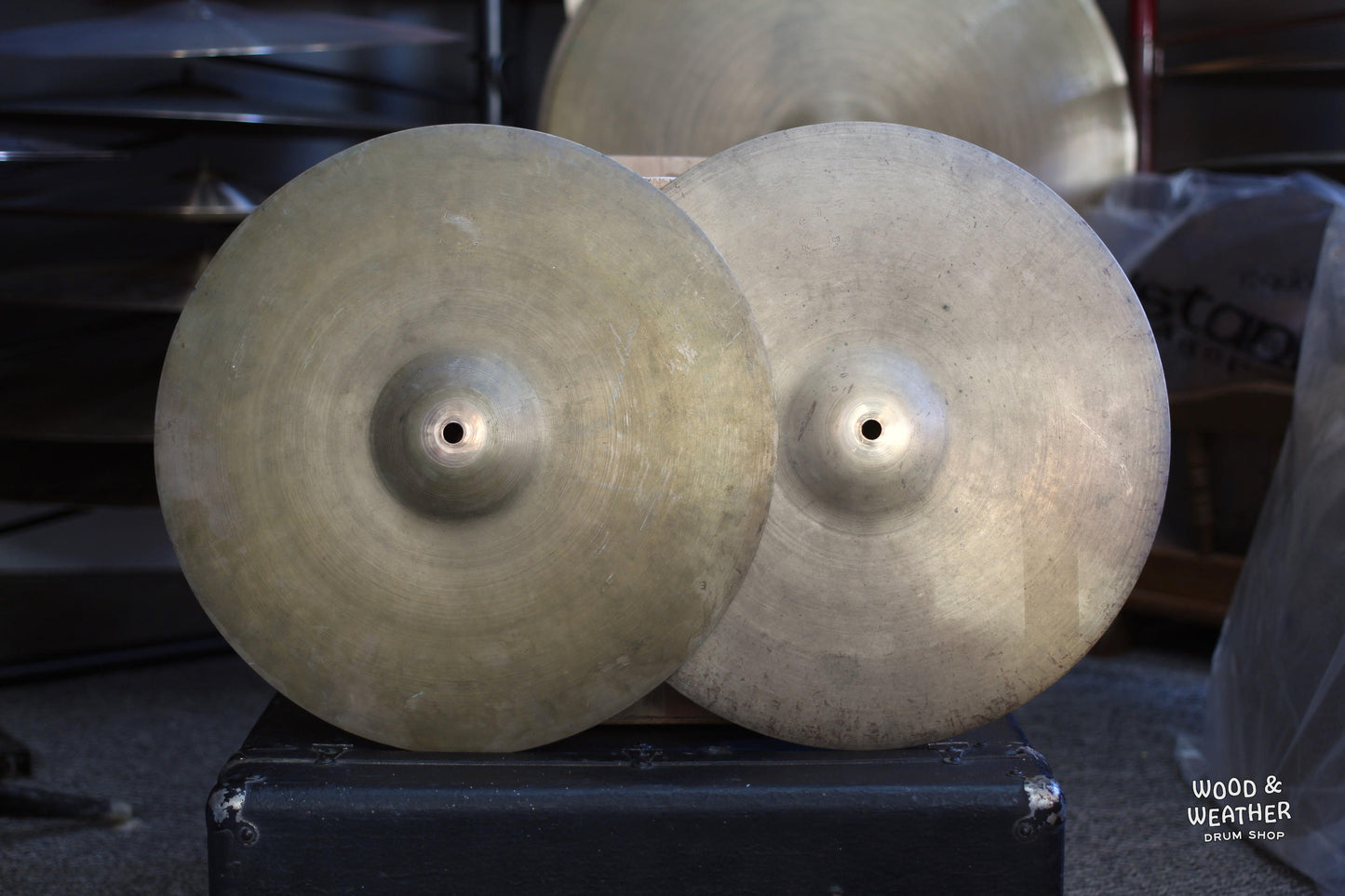 1946-53 A. Zildjian 14" "Trans Stamp" Hi-Hat Cymbals 605/645g