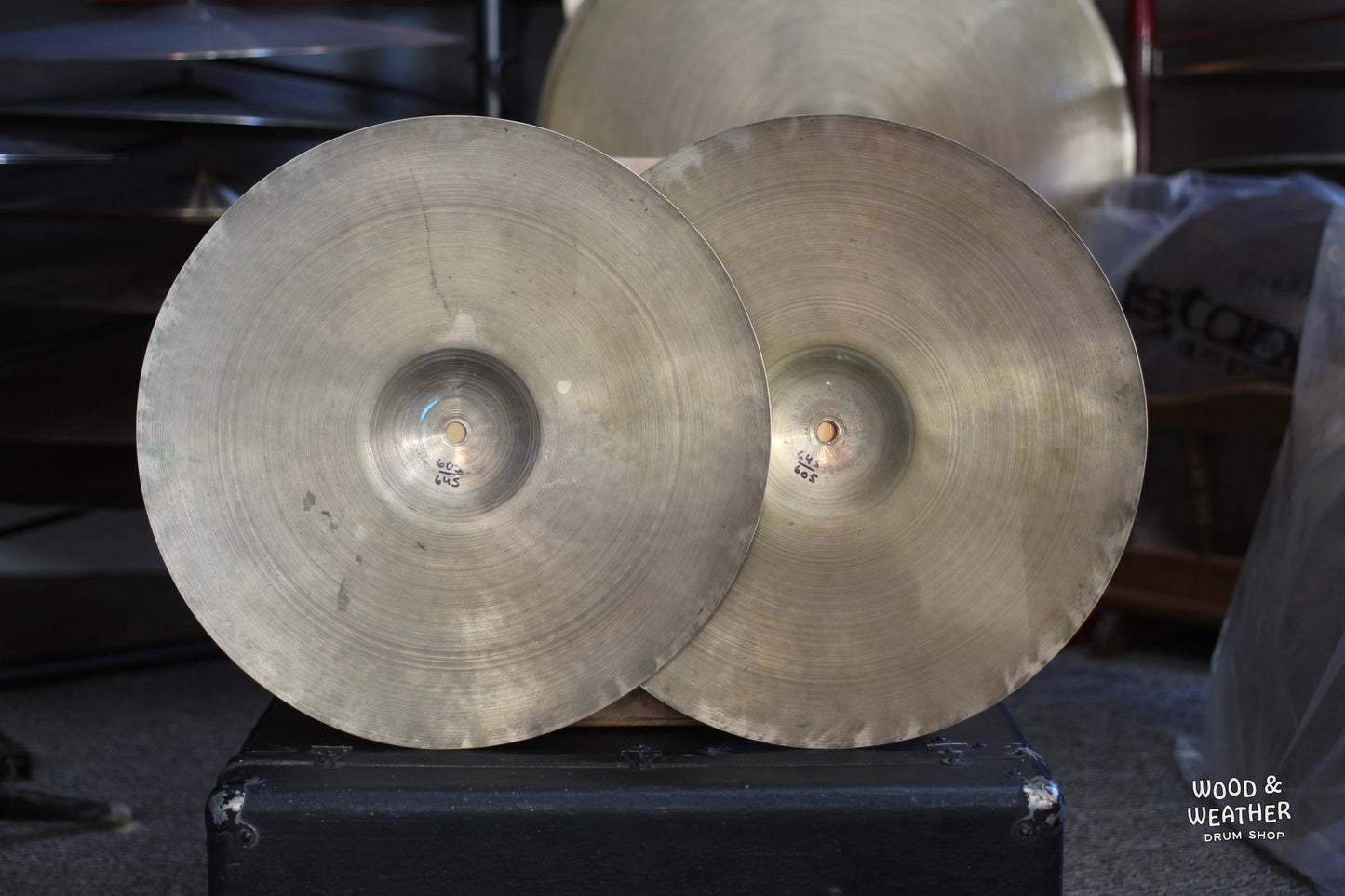 1946-53 A. Zildjian 14" "Trans Stamp" Hi-Hat Cymbals 605/645g