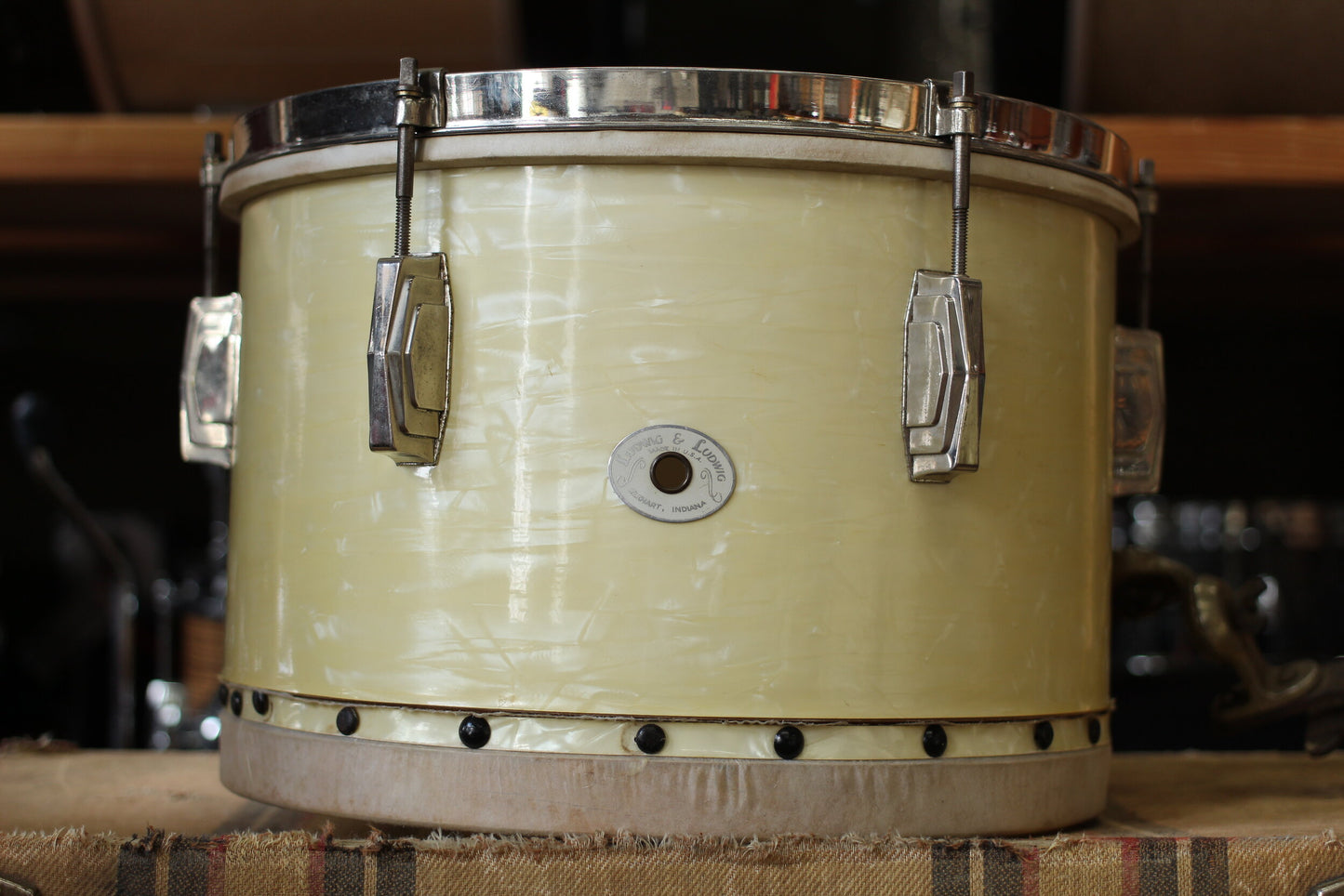 1940's Ludwig & Ludwig in White Avalon Pearl 14x24 14x16 9x13