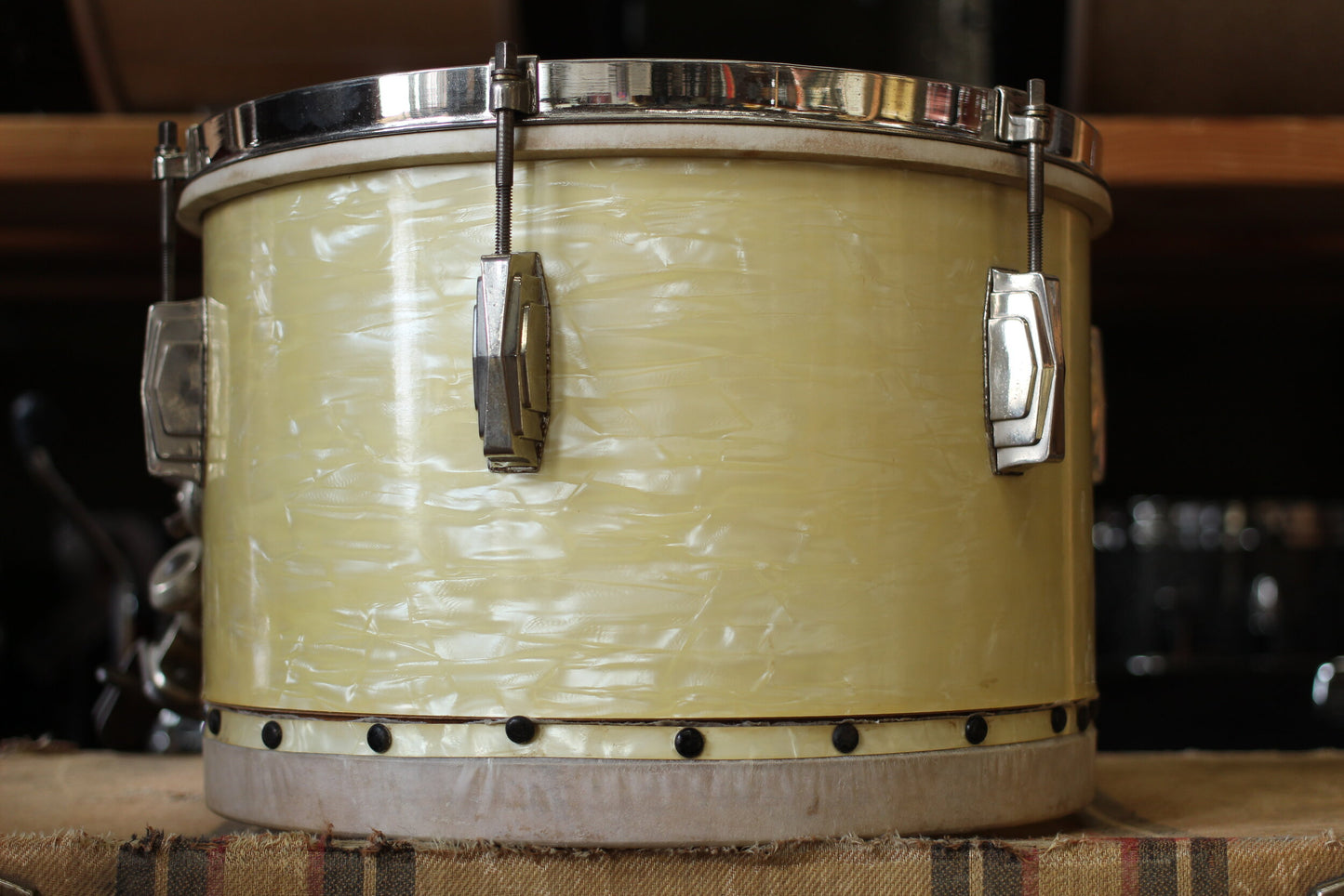 1940's Ludwig & Ludwig in White Avalon Pearl 14x24 14x16 9x13
