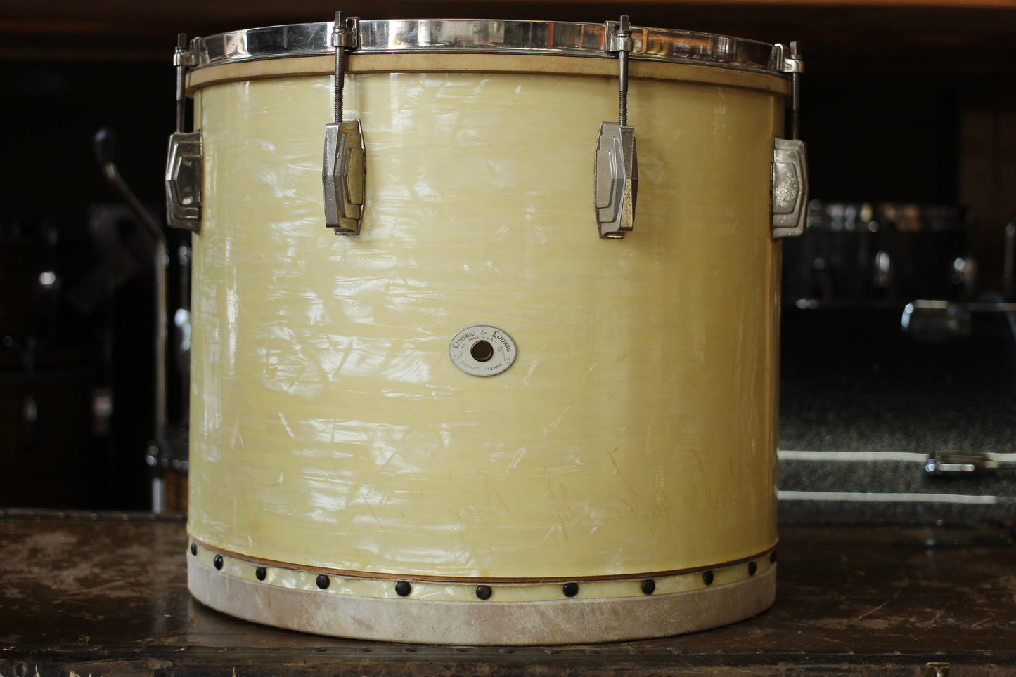 1940's Ludwig & Ludwig in White Avalon Pearl 14x24 14x16 9x13