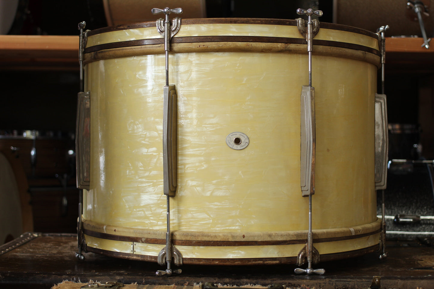 1940's Ludwig & Ludwig in White Avalon Pearl 14x24 14x16 9x13