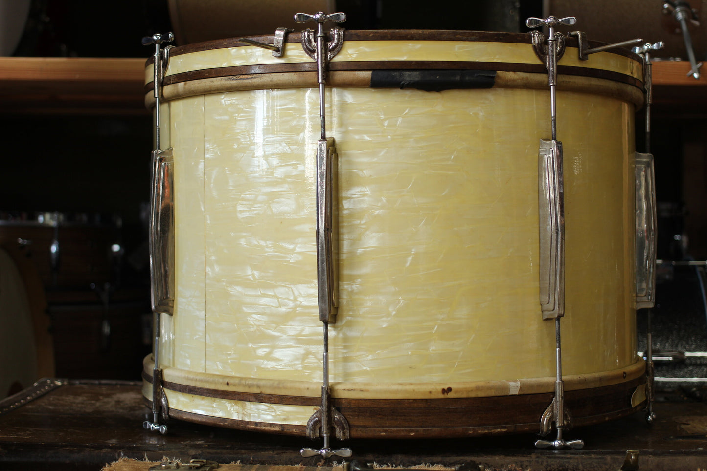 1940's Ludwig & Ludwig in White Avalon Pearl 14x24 14x16 9x13