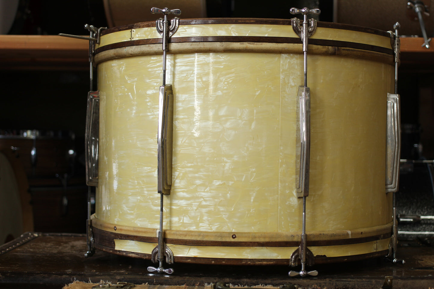 1940's Ludwig & Ludwig in White Avalon Pearl 14x24 14x16 9x13