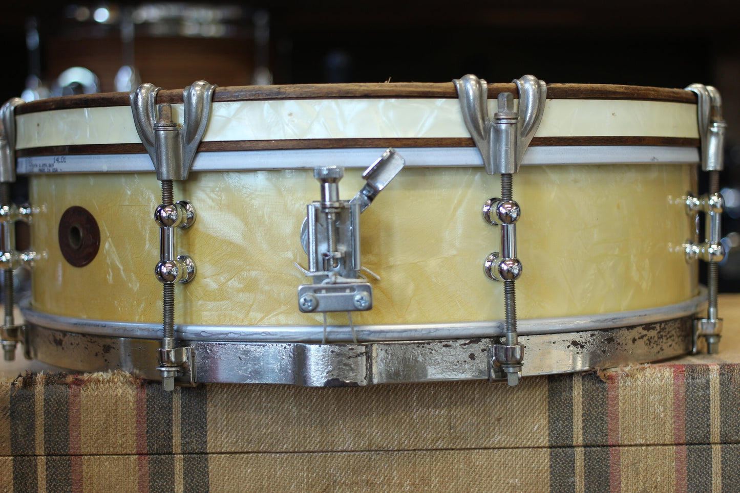 1930's Ludwig & Ludwig 'Standard' 4"x15" in White Avalon Pearl