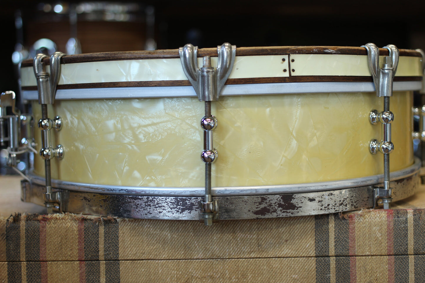 1930's Ludwig & Ludwig 'Standard' 4"x15" in White Avalon Pearl
