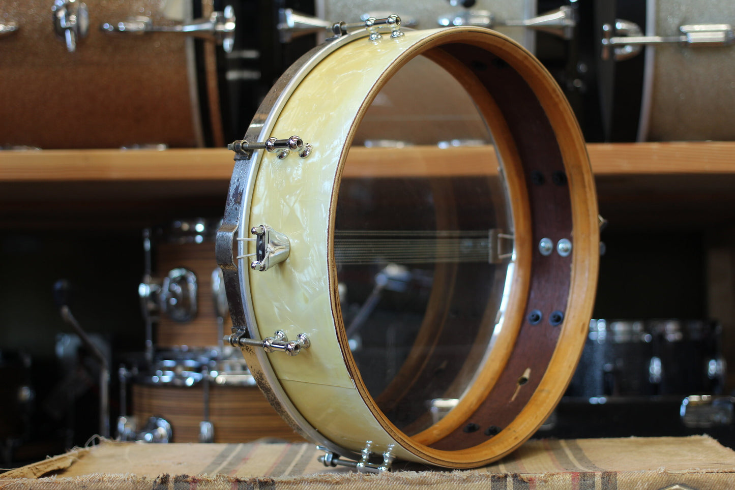 1930's Ludwig & Ludwig 'Standard' 4"x15" in White Avalon Pearl