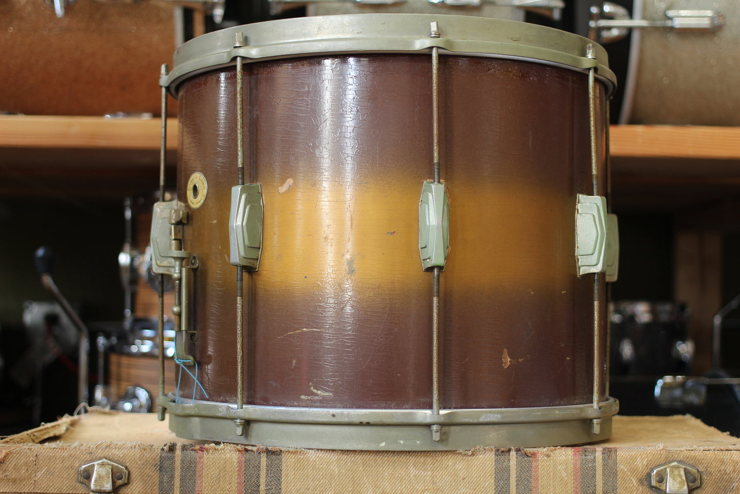 1940's Ludwig & Ludwig 'Triumphal' Snare Drum 12"x15" in Brown & Gold Duco
