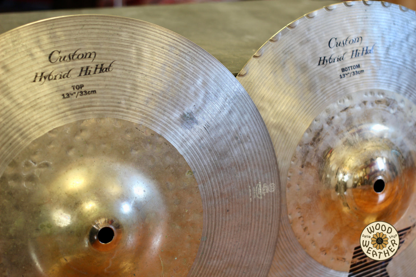 Zildjian K Custom 13.25" Hybrid Hi-Hat Cymbals 910/1200g - USED
