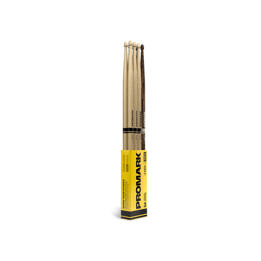 ProMark Rebound 5A Hickory Drumstick, Acorn Wood Tip, FireGrain Bonus Four Pack